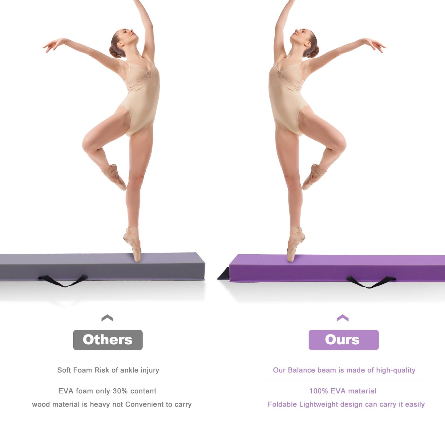 SportBob balance beam children's foldable balance beam 240cm PU leather balance beam for home practice balance beam training beam for children, fitness/training/gymnastics