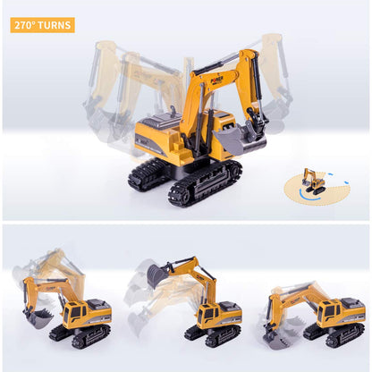 Thedttoy 1:24 Remote Control Excavator Toy for Kids, Car 2.4 GHz Tractor RC with Lights, Birthday Gift for Boys 3 4 5 6 7 8 Years
