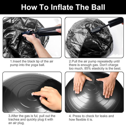 Flintonic exercise ball, 65cm ultra thick anti-explosion yoga ball with inflatable foot pump, durable max capacity fitness ball for sports, fitness, yoga, pilates (black).