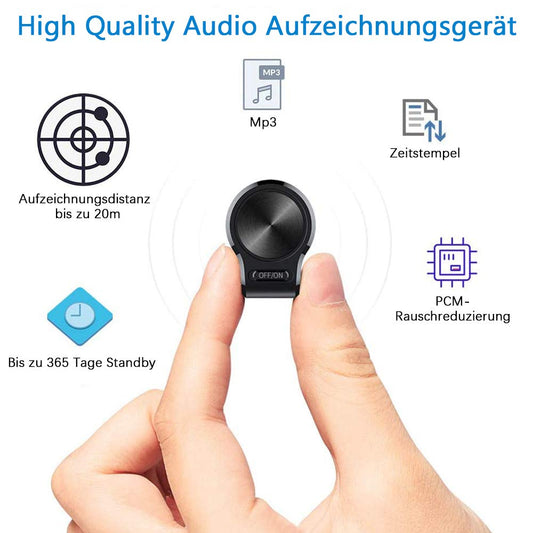 Mini voice recorder with 16GB storage, voice activation, 3200 mA battery, strong built-in magnet, and 192 hours recording capacity. Perfect for lectures, interviews, meetings, and more.
