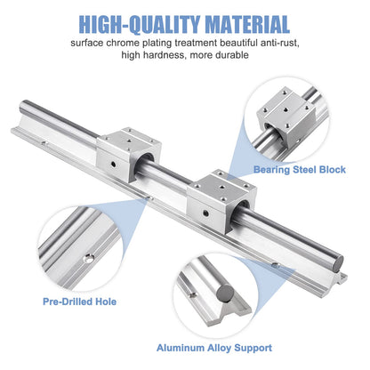 CNCMANS Linear Guide Rail 2 Pieces SBR20-800mm Stainless Steel Guide Rail with 4 Pieces SBR20UU Linear Bearing Block, CNC Parts for 3D Printer Stepper Motor (linear guide SBR20 800mm)