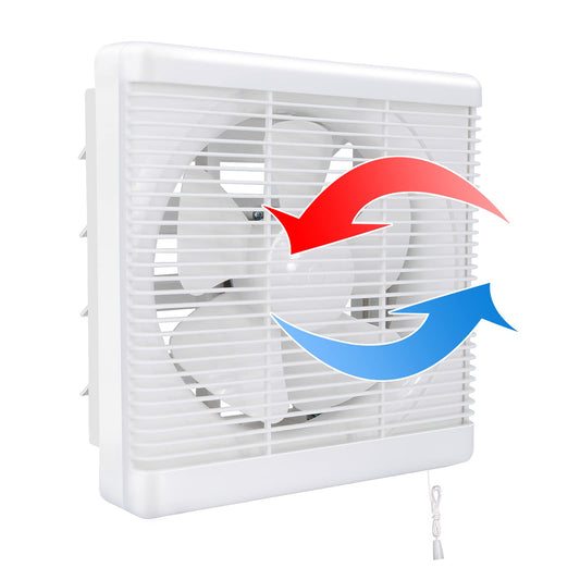 HUGOOME Exhaust Fan 800m³/h Open Size 300*300mm, 2-way reversible Strong airflow Wall-mounted fans used for ventilation in kitchen, bathroom, attic windows, and basement.