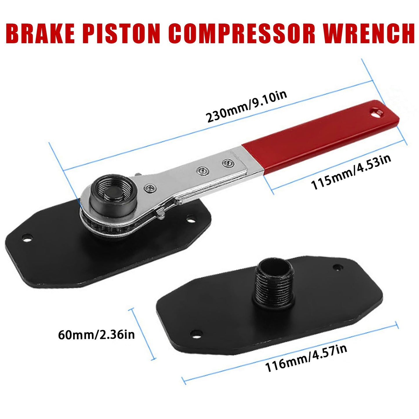 CHANG QI Brake Caliper Piston Reset Tool 7-Piece Set Ratcheting Brake Caliper Press with 4 Brake Pad Replacement Hooks Caliper Tool for Car Brake Repairs