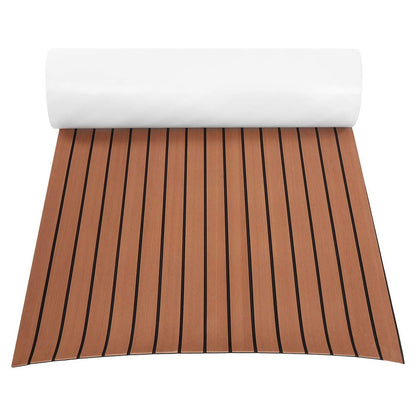 Yacht flooring, Teak EVA foam boat flooring non-slip mat Marine non-slip floor deck carpet self-adhesive (Brown)