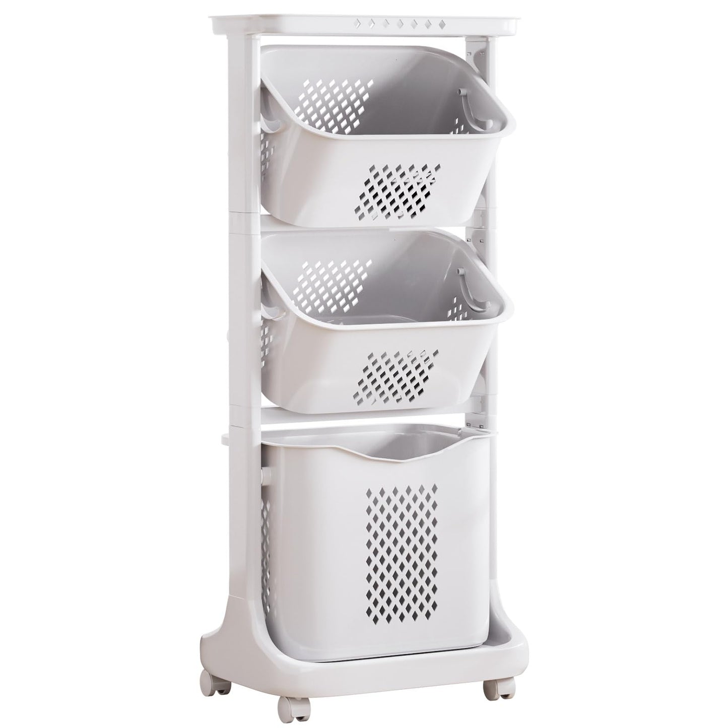 Yorbay laundry basket with wheels, laundry sorter with compartments, storage baskets, laundry collector, laundry trolley, laundry container for clothes and toys.