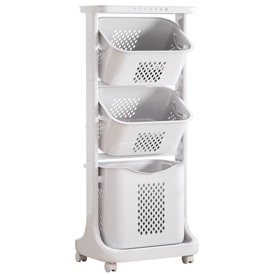 Yorbay laundry basket with wheels, laundry sorter with compartments, storage baskets, laundry collector, laundry trolley, laundry container for clothes and toys.