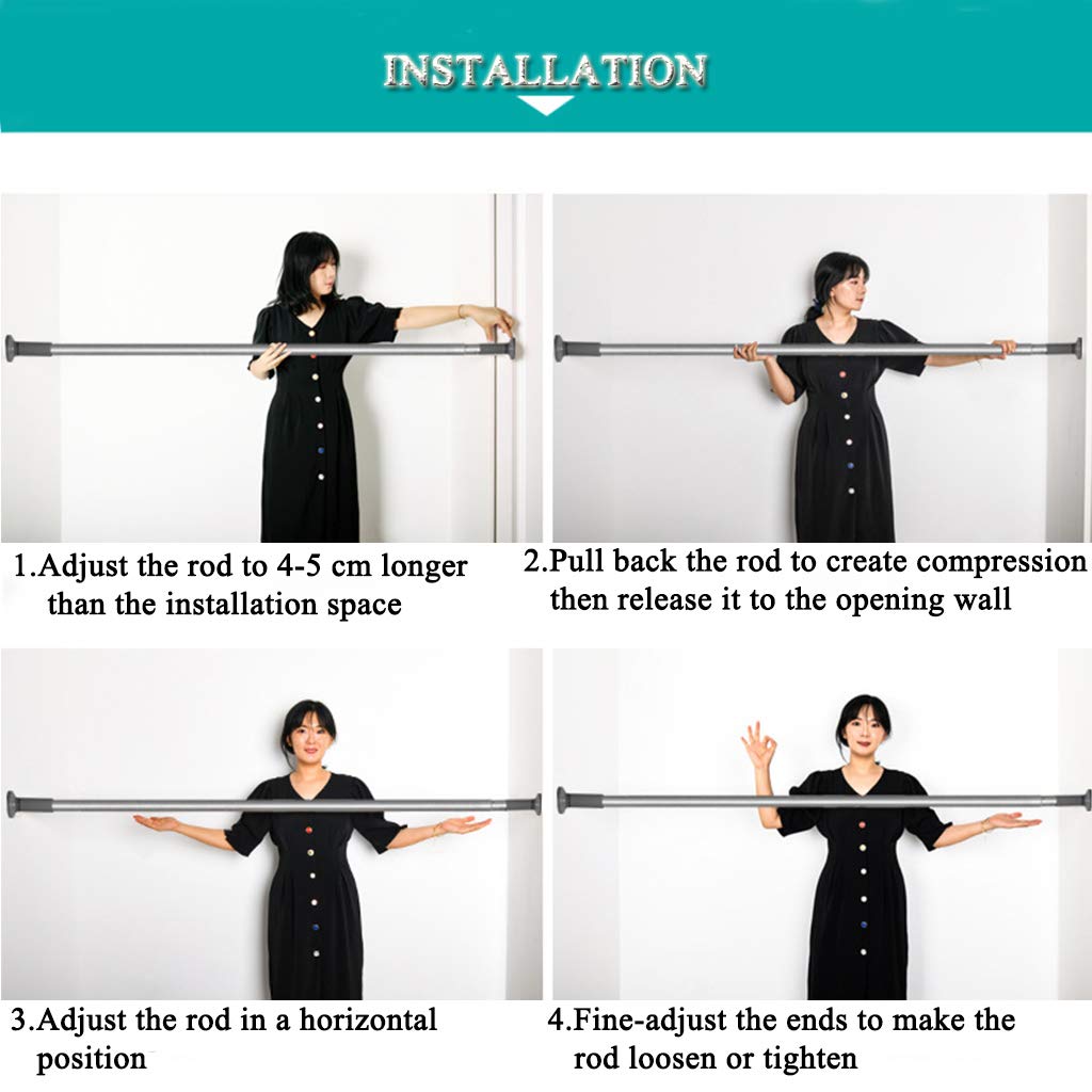 WHITNEY 92 cm-430 cm Extra Long Curtain Rod, No Drilling Required Extendable Stainless Steel Curtain Rod Extra Long Tension Rod for Large Windows, Shower Room, Cabinets, White-1