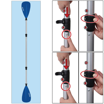 ALPIDEX 2 in 1 Paddle SUP Kayak Adjustable Lightweight Double Paddle Telescopic Paddle 160-207cm Aluminum Stand Up Paddle Board Kayaking, Color: light blue