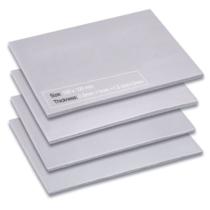 Aairhut 4-Pack 13W/m.K Thermal Pads, 100 x 100mm x 0.5mm+1mm+1.5mm+2mm Silicone Thermal Pads and non-conductive heat resistant Extreme Odyssey Cover with dual self-adhesive films.