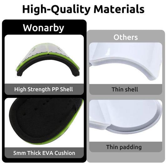 Shin guards for kids football ankle protection men - Soccer gear with adjustable velcro strap - Lightweight durable non-slip for boys girls ages 2 to 18 - Green XS