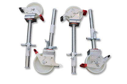 AC Climbing Technology Scaffold Casters 200 mm with steel spindle, double brakes, vertically standing, set of 4 pieces, suitable for various manufacturers