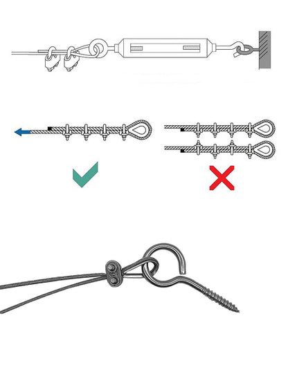 30M trellis wire rope 304 stainless steel, PVC-coated 2mm steel wire 1.5mm 5x turnbuckle M5 hook eye, 10x thimble, 10x wire rope clamps, 10x eye screw, 10x expansion tube, 67 pcs.