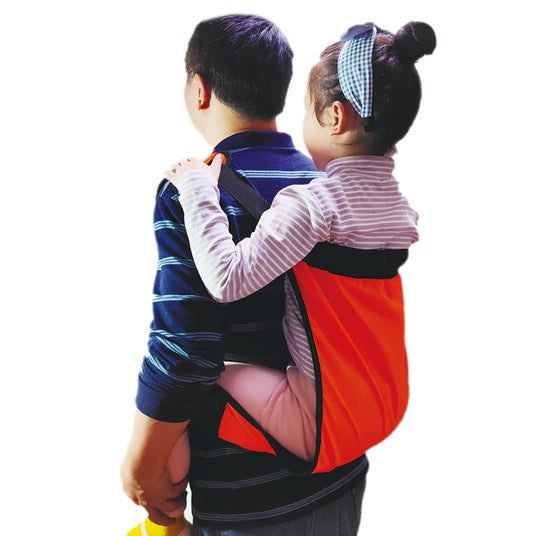 Orange durable baby wraps for carrying infants and toddlers. Lightweight and soft, with back straps for outdoor activities like hiking. Convenient sling transfer for lifting children into cars, wheelchairs, vehicles, or beds.
