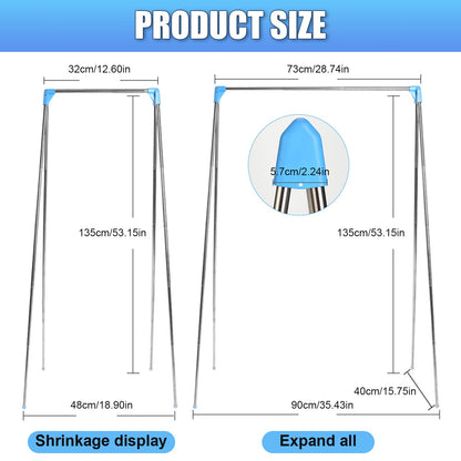 Folding Portable Clothes Rack, Extendable Clothes Pole, Adjustable Travel Clothes Stand, Lightweight Clothes Rack for Travel, Dance, Camping, Laundry