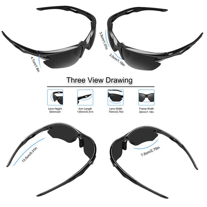 BONDDI cycling glasses, unbreakable TR 90 frame polarized sports sunglasses with UV400 protection for men and women, perfect for cycling, golf, baseball, running, and hiking.