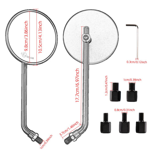 Motorcycle Rearview Mirror Round Universal CNC Aluminum Side Mirror for Motorcycle Bike Cafe Racer Chopper Bobber (Silver)