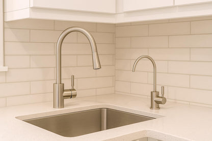 AORA® One-Way Faucet Solid Stainless Steel SOFIA compatible with AMWAY eSPRING water filter and other filter systems | Non-pressure Single Handle Faucet | Outlet tap for osmosis system | (Solid Stainless Steel SOFIA)