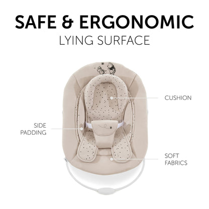 Hauck 2in1 Baby Bouncer & Newborn Attachment for Alpha+ & Beta+ Wooden Highchair Alpha Bouncer 2in1, from birth up to 9 kg, 3-point hip belt, seat reducer, rocking frame (Disney Winnie the Pooh Beige)
