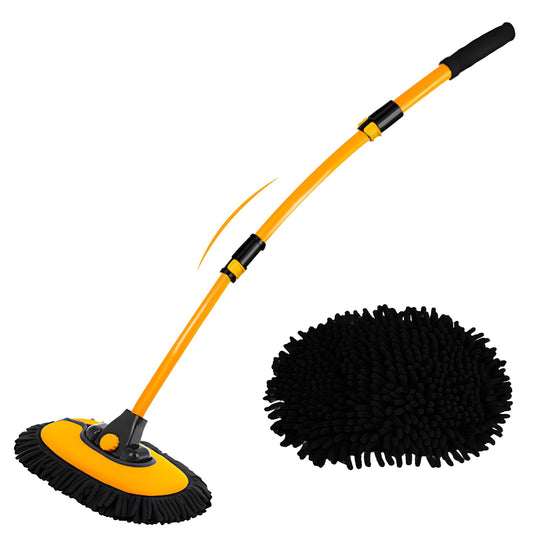 WillingHeart 15° Curve Car Wash Brush with Telescopic Handle RV Car Truck Auto Wash Brush Telescopic 43" Aluminum Microfiber Car Wash Mop Scratch-Free Cleaning Tool Wash Set Detailing Brush