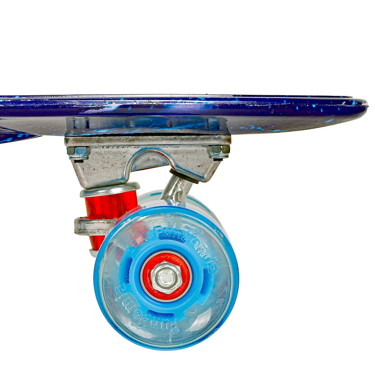 FunTomia 57cm mini cruiser board skateboard with or without LED light-up wheels including aluminum truck, ABEC-9 bearings, and T-Tool (Galaxy blue with blue LED wheels)