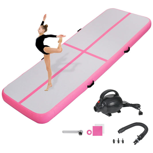 KIKILIVE 20CM High Gymnastics Mat Tumbling Mat, 5M Inflatable Gymnastics Track Mat Air Tumbling Mat with Air Pump Inflatable Sports Mat for Fitness/Outdoor/Yoga/Training, etc.