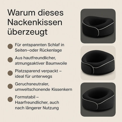 KÖHAIR neck pillow supports you during your restful night sleep after your hair transplant - Innovative travel neck pillow | Incredibly compact for relaxed travels on plane and car.
