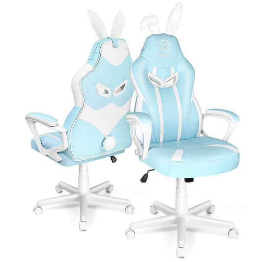 JOYFLY Gaming Chair Cute Computer Chair with Lumbar Support, with Bunny Ears Ergonomic Racing Office Chair Height Adjustable Gamer Chair for Girls (Light Blue)