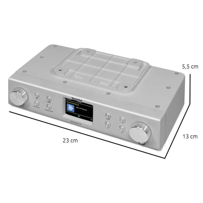 TechniSat DIGITRADIO 22 - Kitchen radio with motion sensor (under-cabinet radio incl. mounting plate, DAB+, FM, 2" color display, LED light, preset memory, alarm clock, 2 watts) Silver