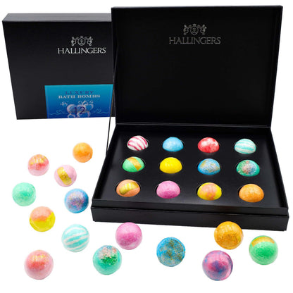 Hallingers Luxury Bath Bombs - Blue - Set of 12 bath bombs - Gift ideas for Christmas & Advent calendar gifts | Congratulations on your new home