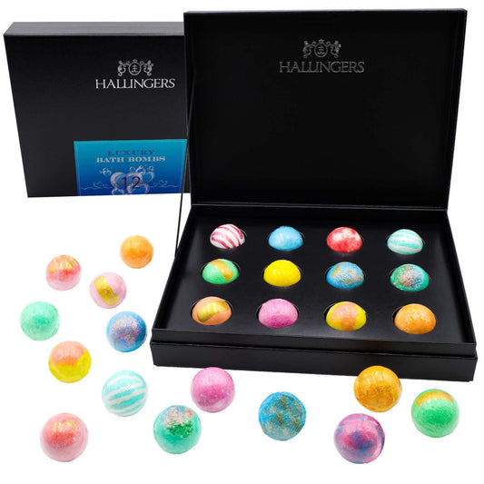 Hallingers Luxury Bath Bombs - Blue - Set of 12 bath bombs - Gift ideas for Christmas & Advent calendar gifts | Congratulations on your new home