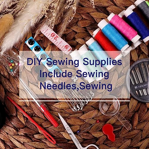 JUNING sewing kit with sewing accessories, thread spools, large format premium sewing, complete sewing tools for beginners, travelers, relatives, and friends, green.