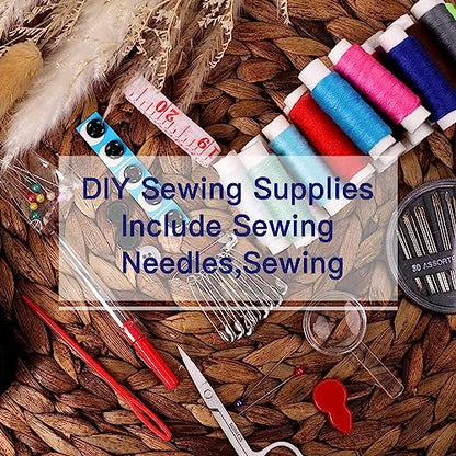 JUNING sewing kit with sewing accessories, thread spools, large format premium sewing, complete sewing tools for beginners, travelers, relatives, and friends, green.