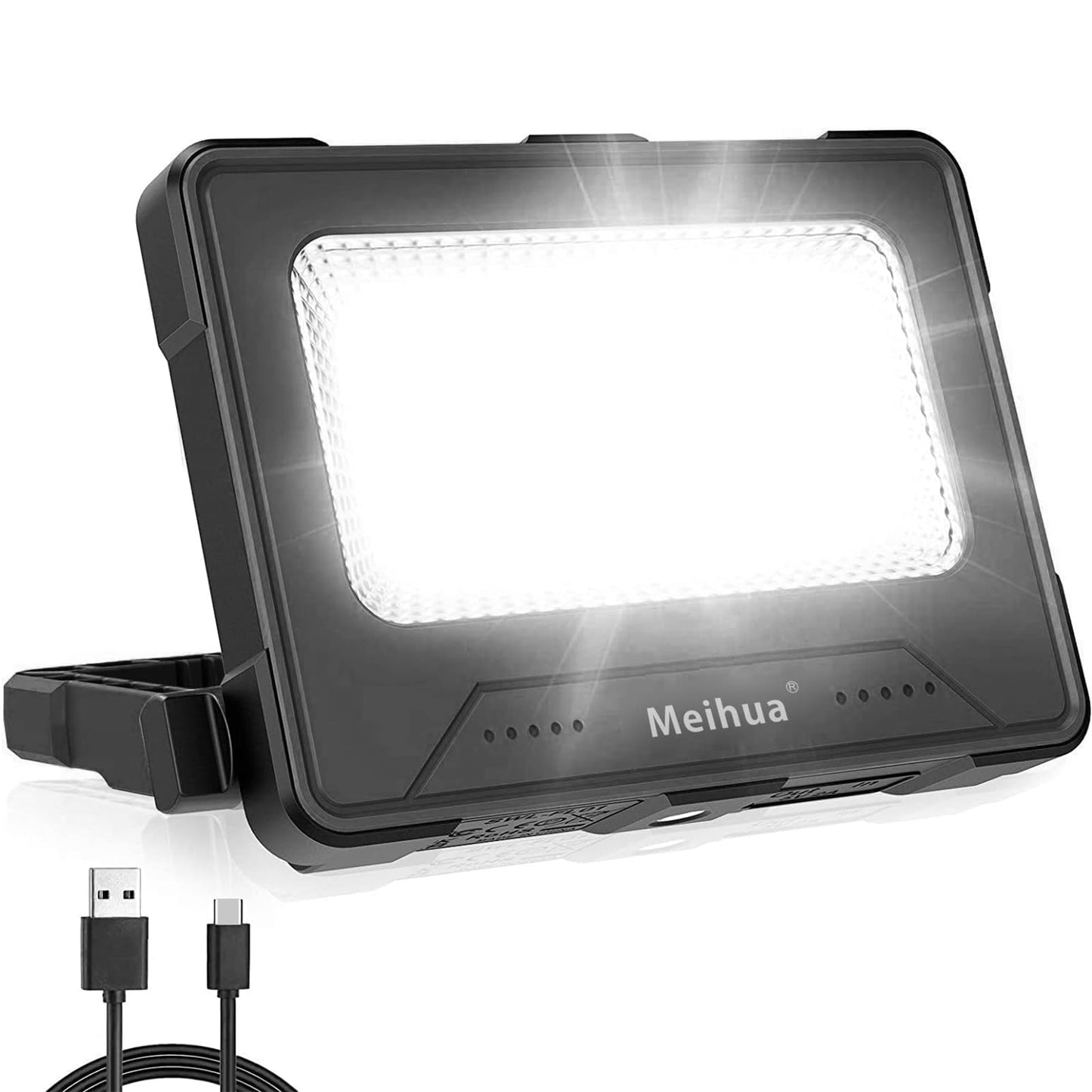 MEIHUA 60W LED Work Light Battery Powered 12000mAh LED Construction Light Waterproof Portable USB Rechargeable Solar Camping Lamp 4 Light Modes 5 Brightness Levels for Construction Site, Workshop, Camping, Emergency
