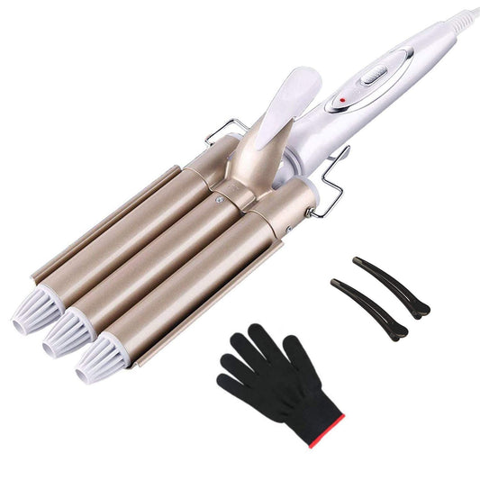 3 barrels waver iron, TOP4EVER curling wand with 3 rods with adjustable temperature, Wave iron Fast Heating Big wave for Long/short hair, Hair Styling Tool 22mm