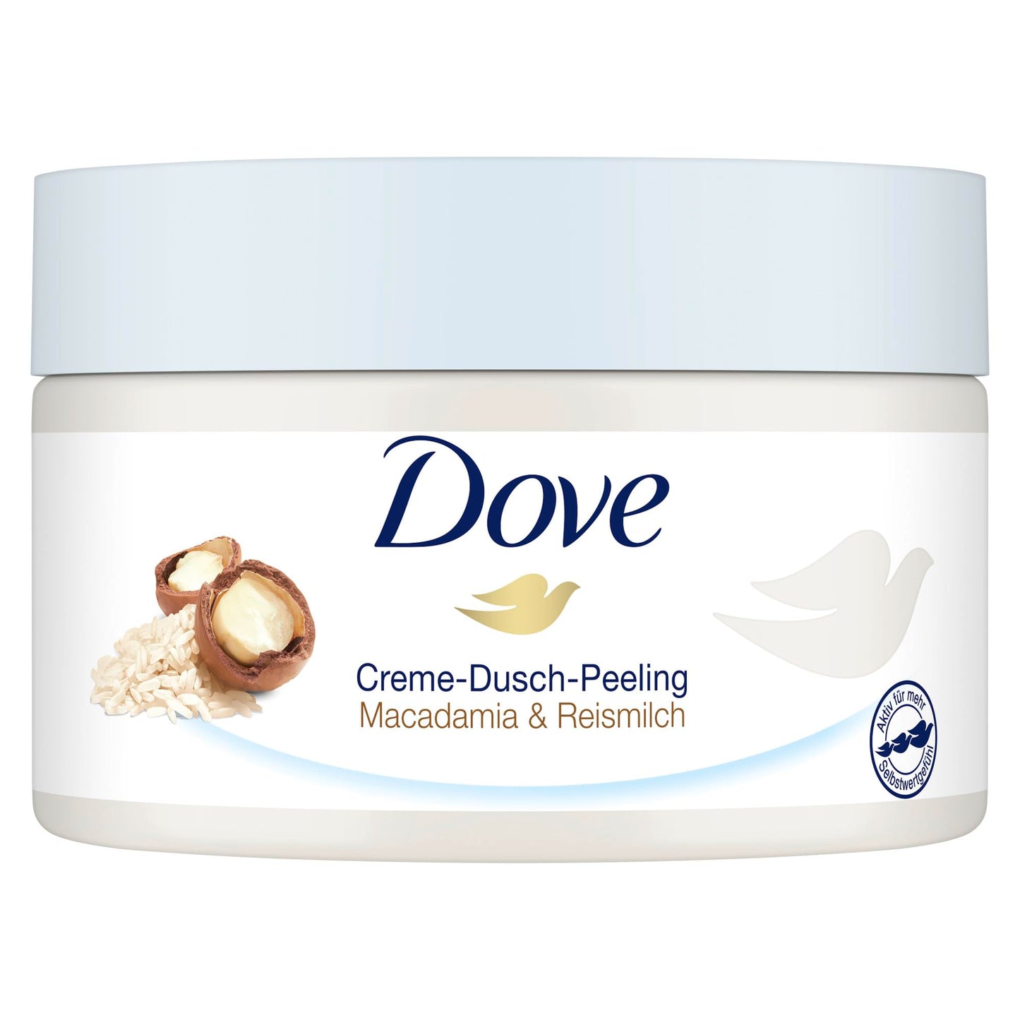 Dove Cream Shower Scrub Macadamia & Rice Milk Scrub Body Scrub for smooth skin Skincare with jojoba wax beads 4x 225 ml