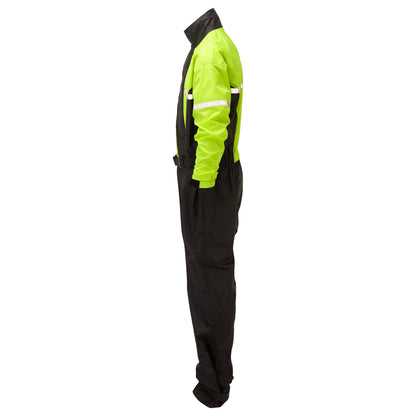 JDC Motorcycle Suit - Rain Suit - One Piece - Waterproof Rain Protection - SHIELD - Black Yellow - XL - Medium Length