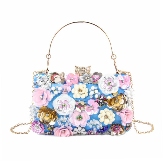 LHHMZ Women's Elegant Floral Evening Clutch Bags Floral Bead Wedding Tote Bags Bride Shoulder Handbags