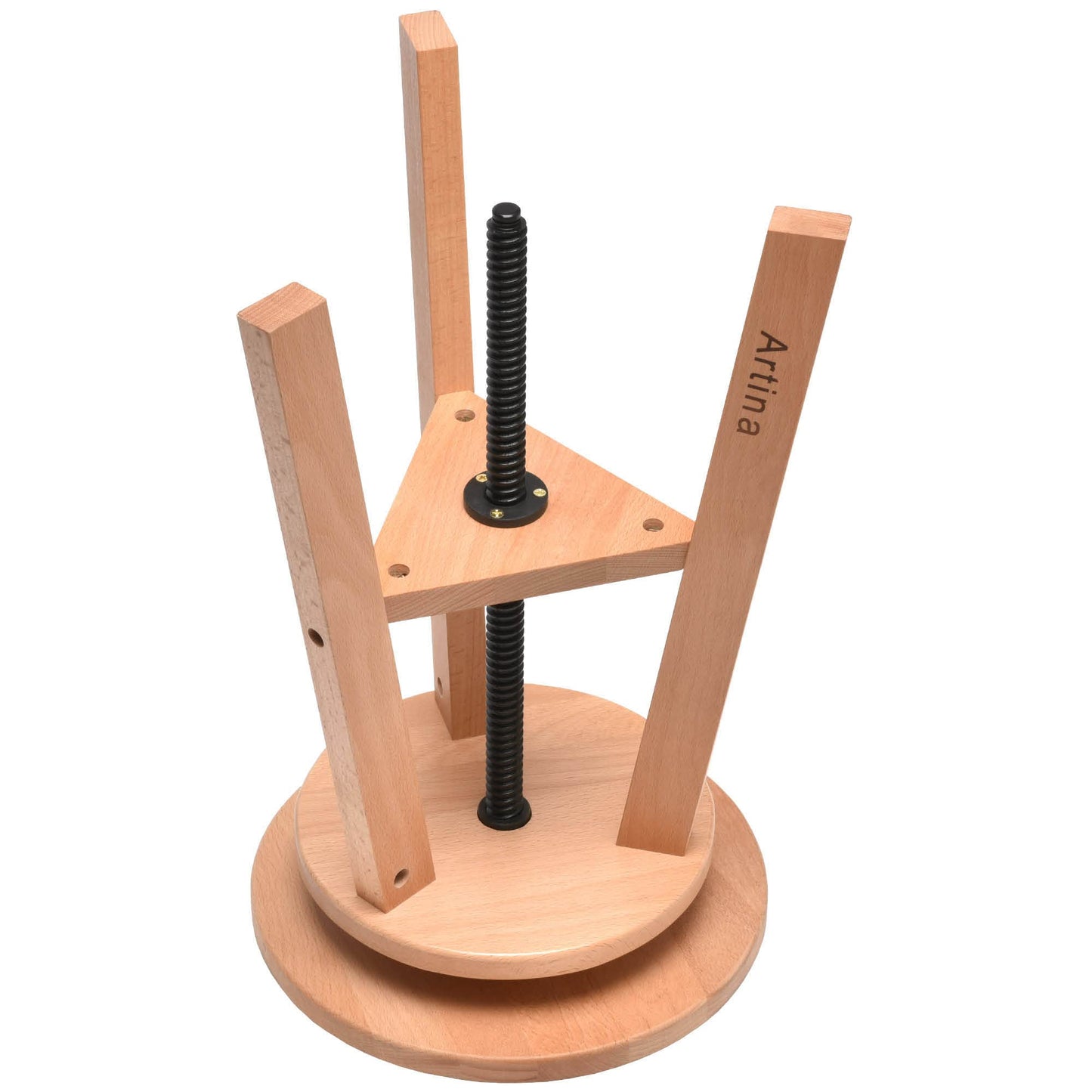 Artina Artist Stool Arles Ø 30 cm Seat Swivel Stool Wood Adjustable Height 48-66cm - Artist Stool round 360 degrees swivel & sturdy, Beech Wood, Artist Swivel Chair & Workshop Stool