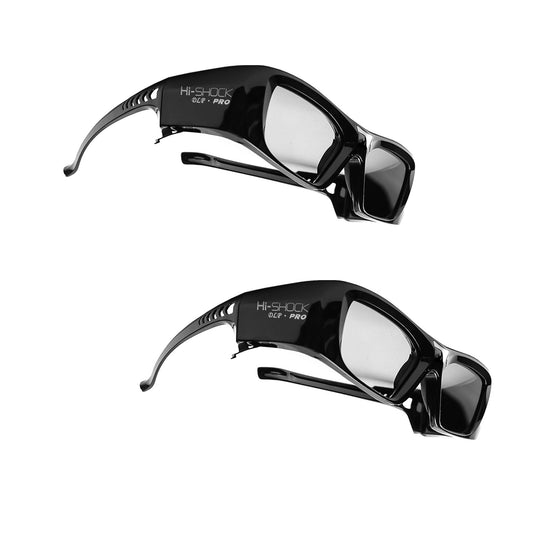 2X Hi-Shock DLP Pro 7G Black Diamond | DLP Link 3D glasses for all DLP 3D projectors | Compatible with Optoma, Ace, Benq, Vivitec, Viewsonic, LG [Latest Gen. | Shutter glasses | 96-144 Hz | 39g | Rechargeable battery]