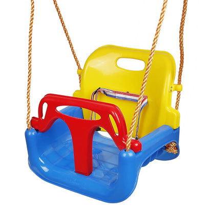 Baby swing, 3-in-1, adjustable baby swing, for babies, toddlers, swing with 38 cm backrest and safety harness, for indoor and outdoor use.