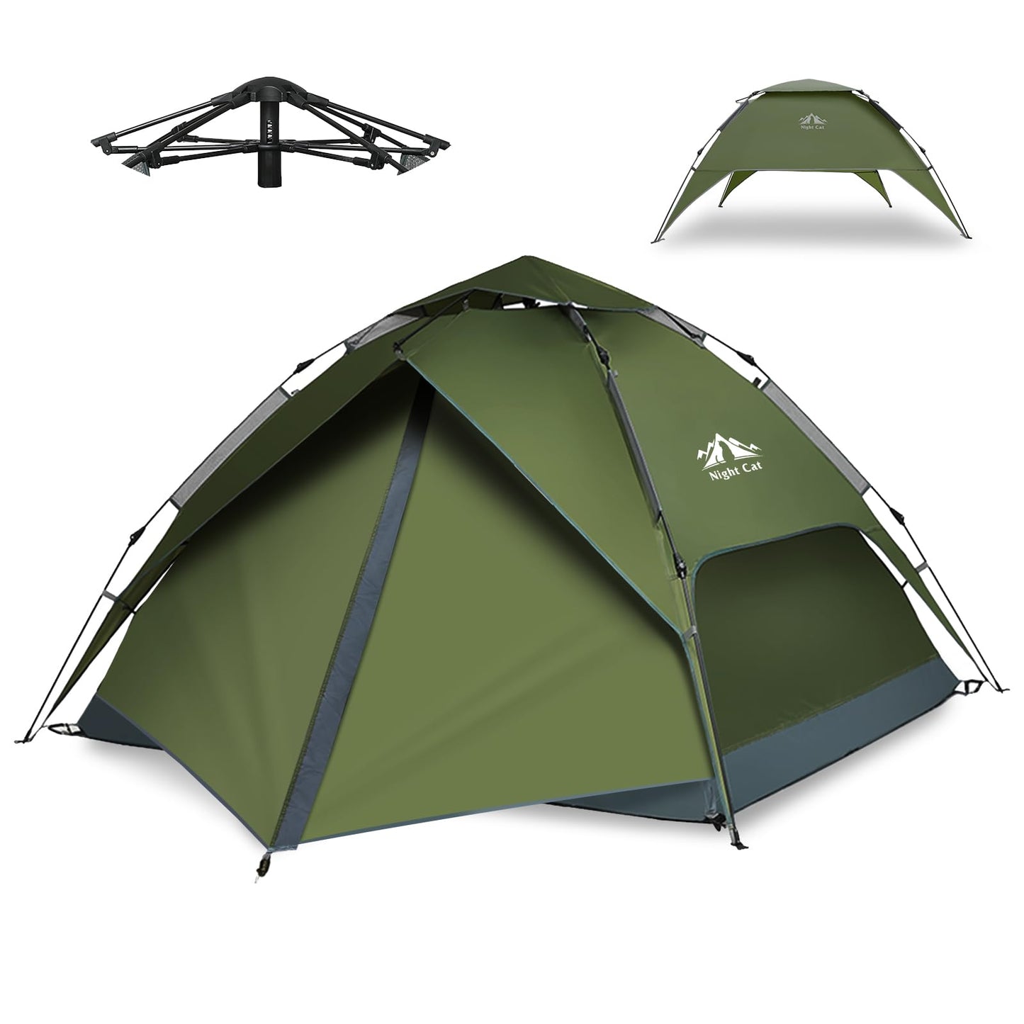 Night Cat Pop Up Tent 3-4 Person: Waterproof Breathable Instant Setup Tent for Camping Hiking