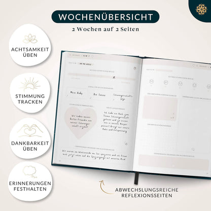 "Life Compass® Pregnancy Journal "TWINKLE" Pregnancy book for memories, reflection, and mindfulness - Pregnancy diary with space for photos and notes - A5"
