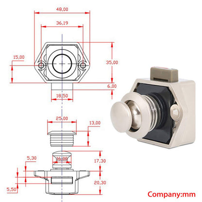 10 Piece Push Button Catch Door Lock, Metal Push Button Lock, Keyless Motorhome Lock Drawer Lock, Cabinet Door Knob Lock for RV Camper Caravan Van Motorhome Yacht Ship Boat