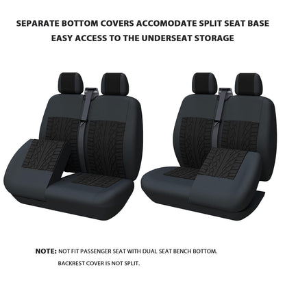 TOYOUN Universal Seat Covers for Vans Trucks - Separate design seat bottom storage accessible, car seat covers 1+2 seat cover seat covers, Black