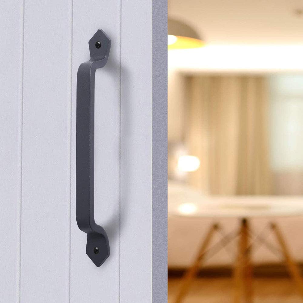 WANLIAN 11-inch antique solid heavy cast iron door handle door pull barn door handle gloves, outdoor, garage, wardrobe, indoor black (2 pack)