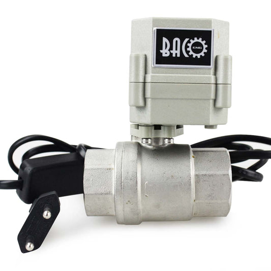 BACOENG AC110/230V 2-way 1" Stainless Steel Motorized Ball Valve Electric Zone Valve with Plug NC