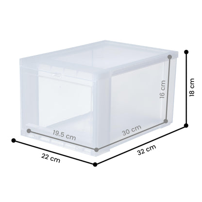 Iris Ohyama Transparent Shoe Storage Boxes, for sizes up to 46, L32 x H18 cm, 6-pack, Stackable Shoe Boxes, Front Opening, Shoe Racks, Shoe Organizer, Sneakers, EUDF-S.