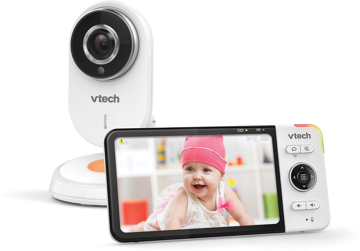 VTech Baby Monitor VM818 HD - Video baby monitor with wide-angle camera - HD video, clear sound, 5" LCD color screen and night vision function - With two-way talk, lullabies, and sounds.