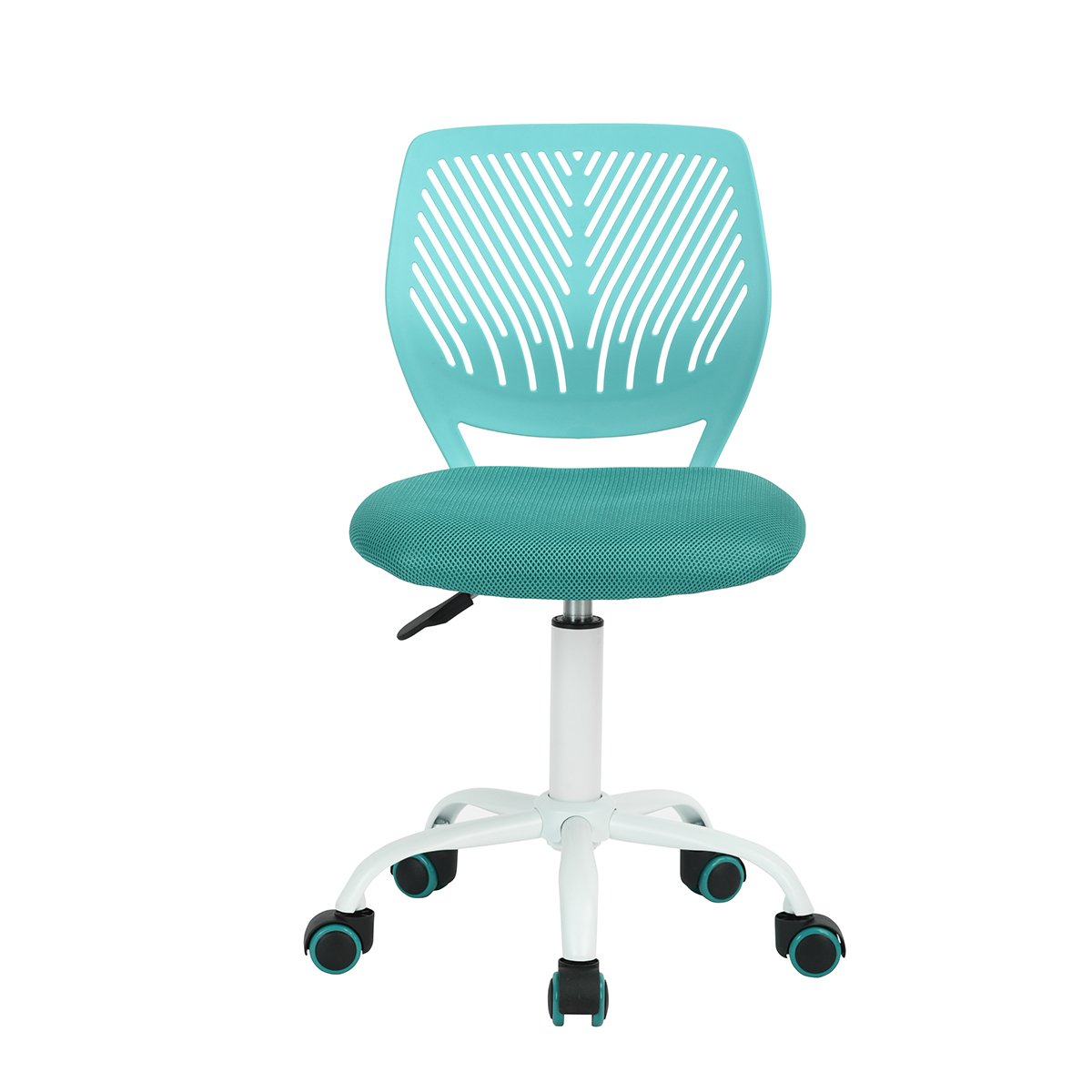 LeMonde office chair, adjustable height computer chair, fabric seat swivel chair armless for study, Aqua.