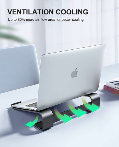 Soqool Laptop Stand, Ergonomic Laptop Holder for Desk, Aluminum Notebook Stand with Ventilation, Compatible with MacBook Air/Pro, Lenovo, Huawei, Acer, Dell, HP (10-17 inches)